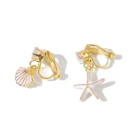 Chic Starfish&Shell Clip Earrings