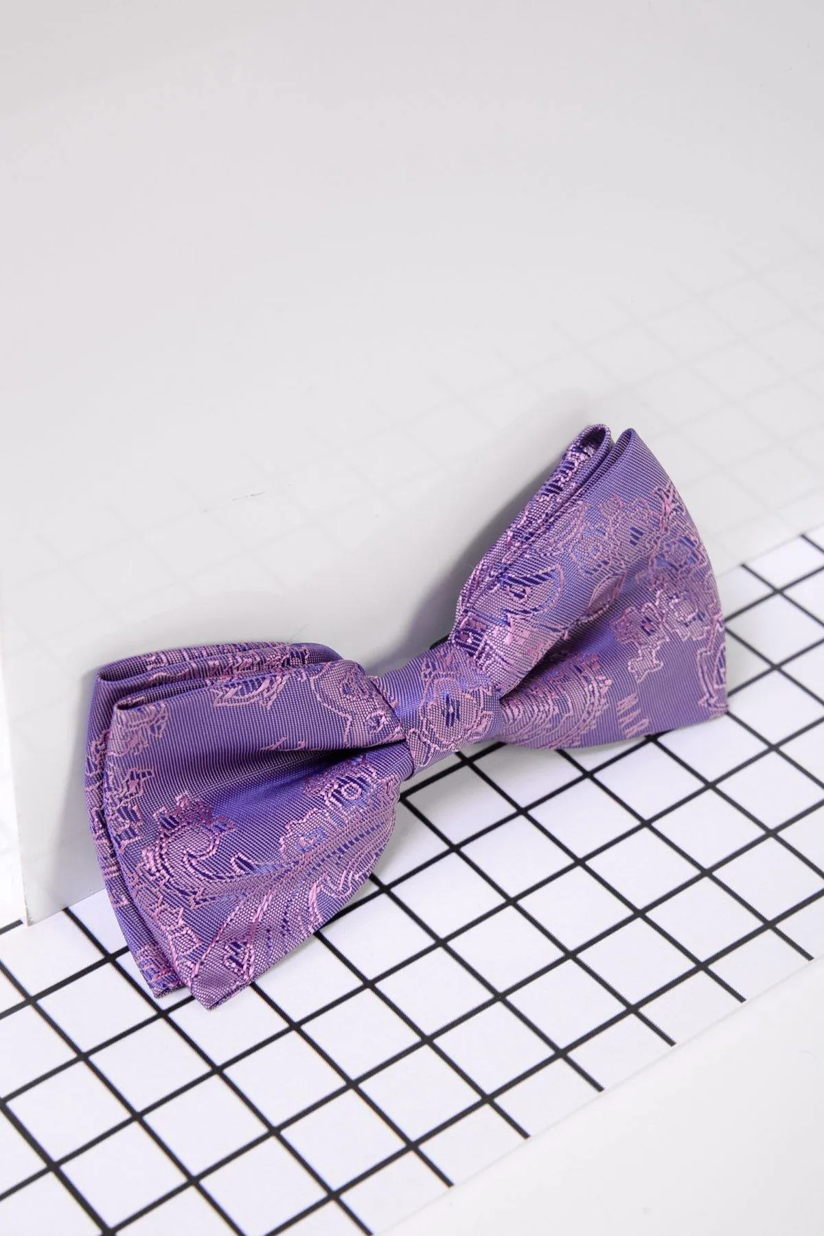 Children's Purple Paisley Print Bow Tie