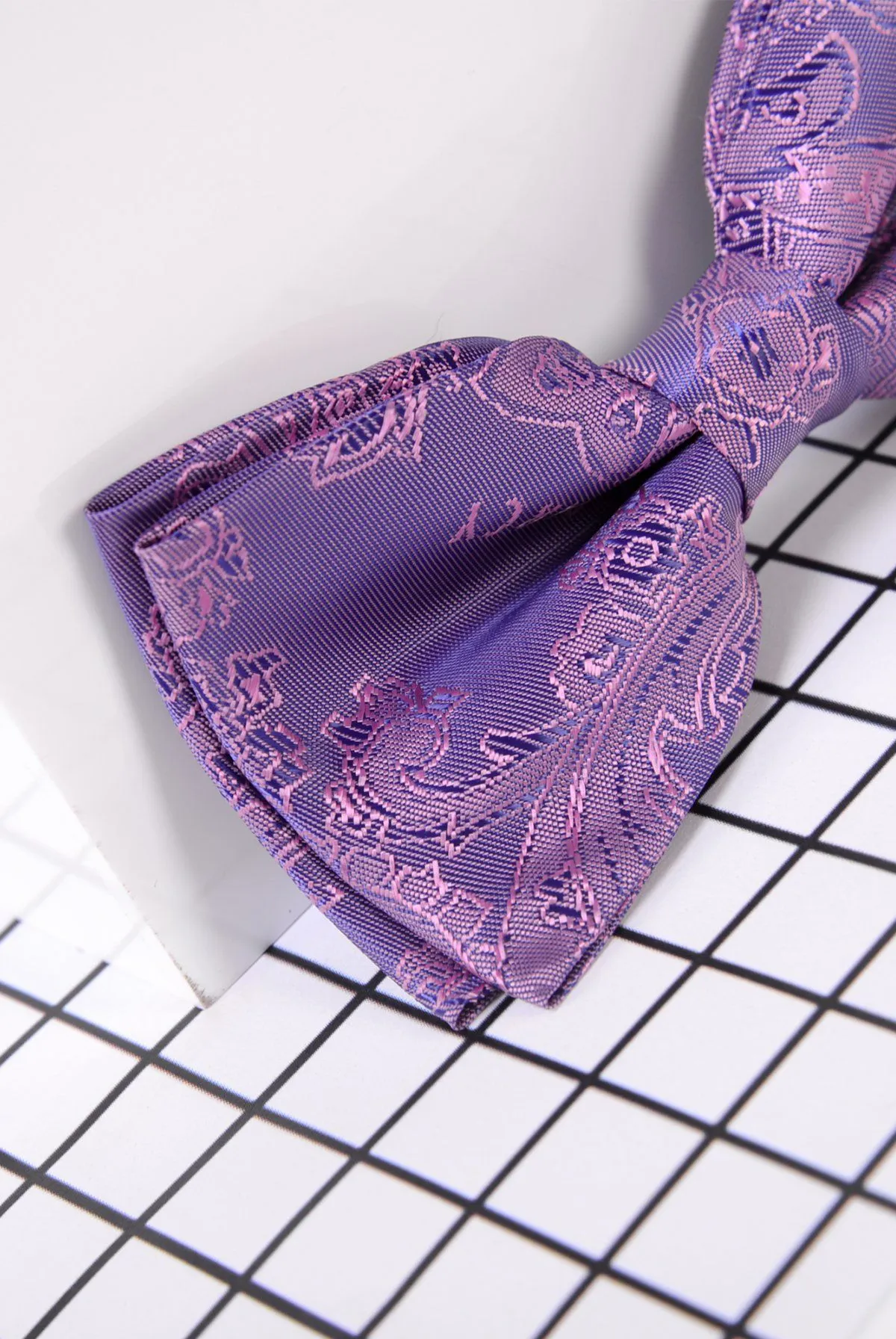 Children's Purple Paisley Print Bow Tie