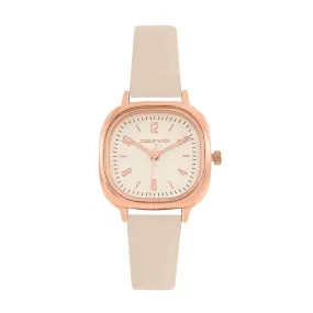 Cinque Rosegold Beige PU Strap Watch