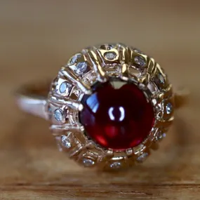 Clara Schumann 14k Gold, Garnet and Diamond Ring