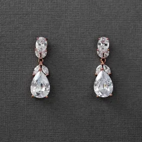 Clip-On Classic Wedding CZ Earrings Teardrop and Oval Jewels