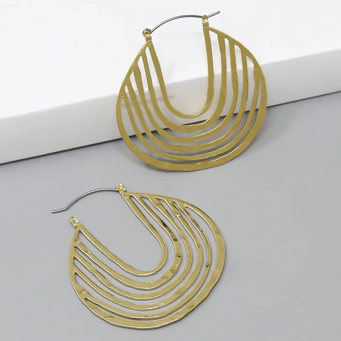 Cutout Hammered Metal Hoop Earrings