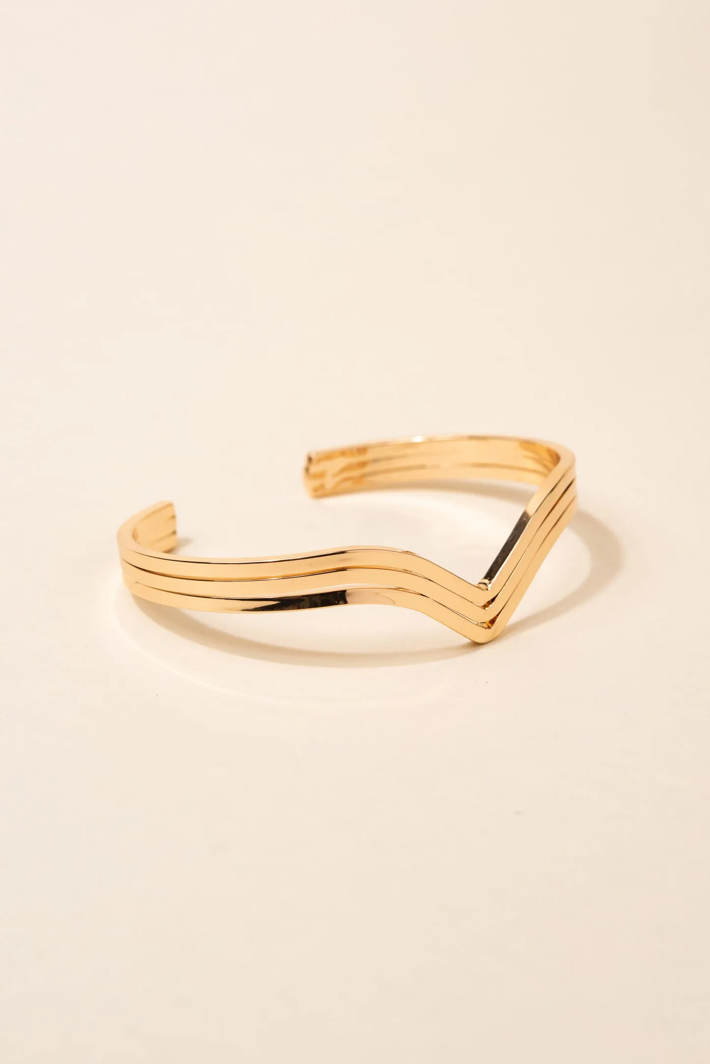 Cyra 3 Row V-Shape Metal Cuff Bracelet