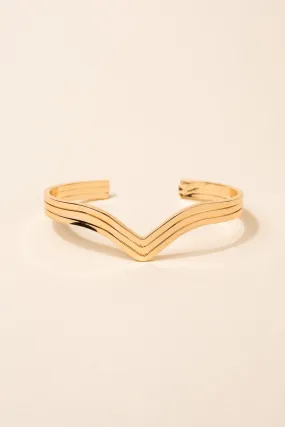 Cyra 3 Row V-Shape Metal Cuff Bracelet