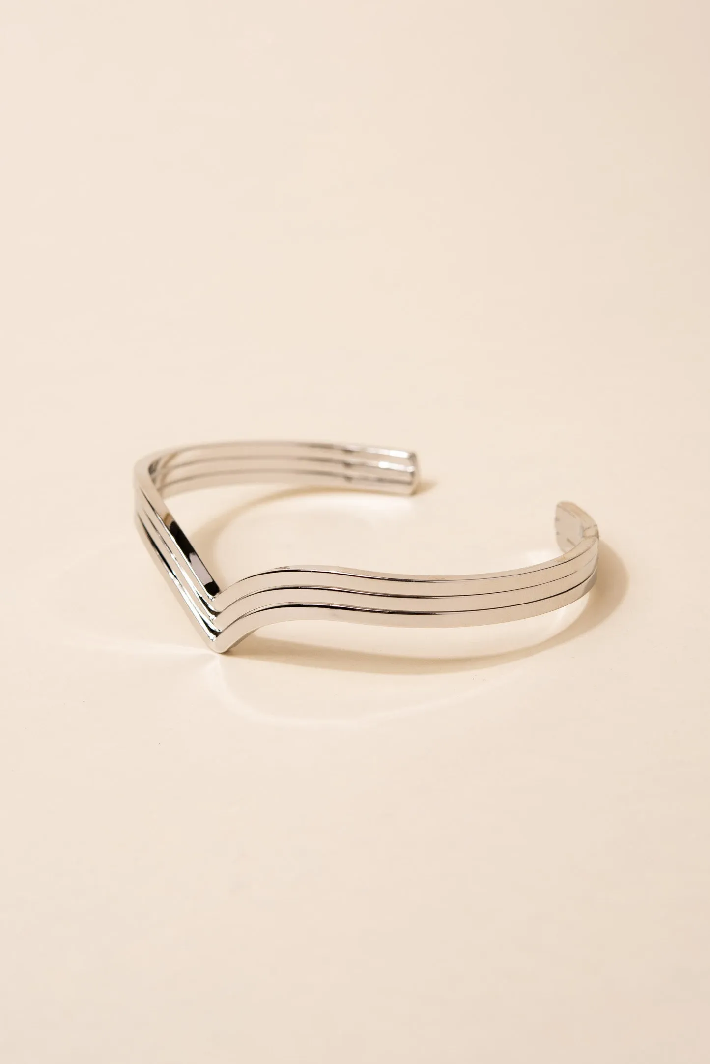 Cyra 3 Row V-Shape Metal Cuff Bracelet