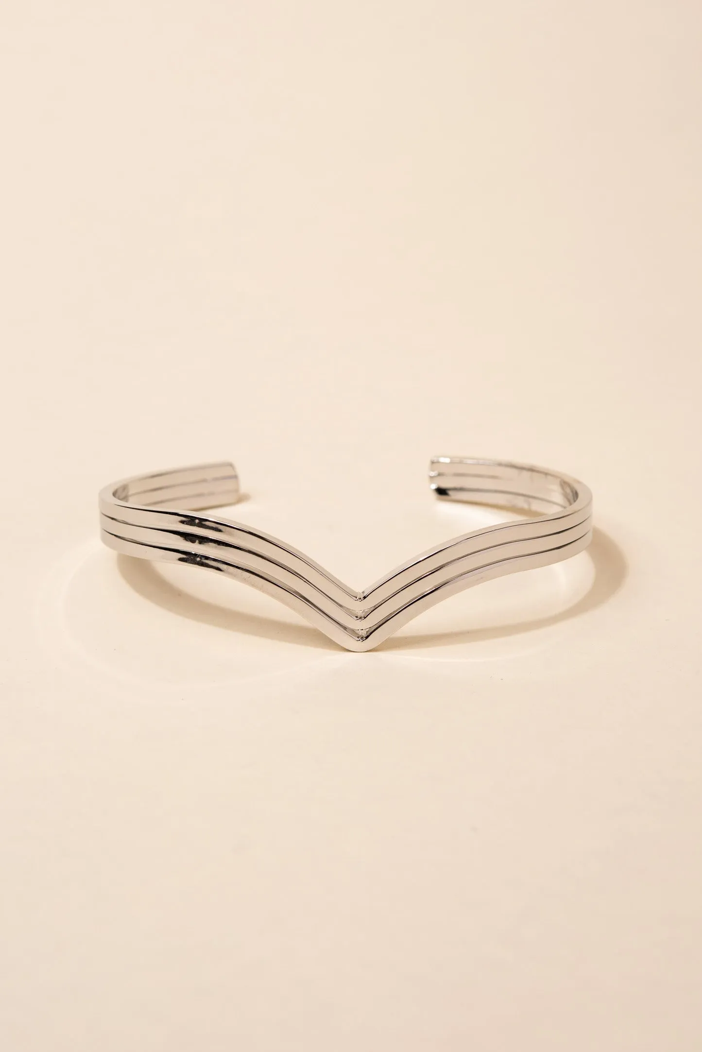 Cyra 3 Row V-Shape Metal Cuff Bracelet