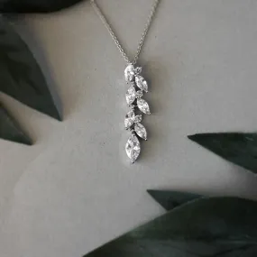 CZ Wedding Pendant with a Marquise Vine Design