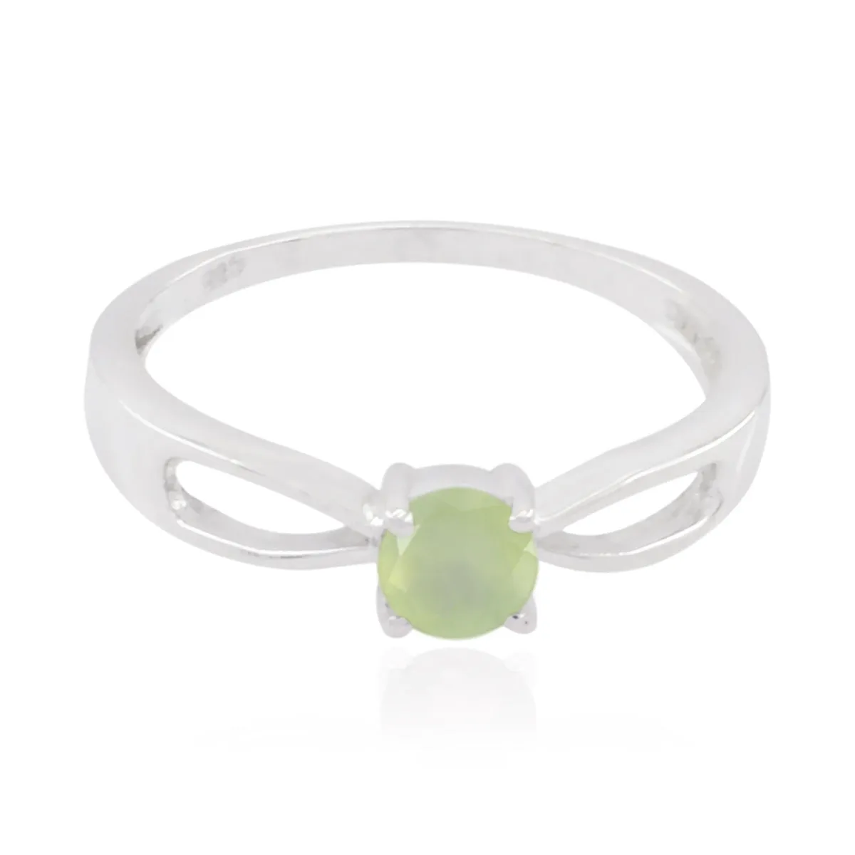 Dollish Gemstone Prehnite Sterling Silver Ring Gift For Mom Birthday