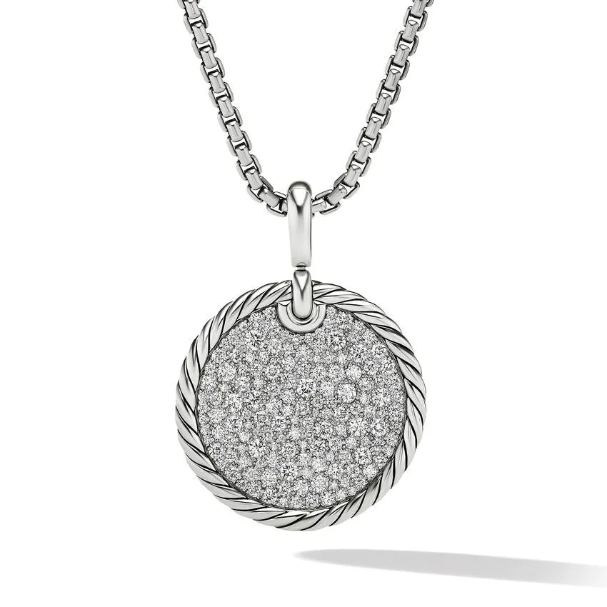 DY Elements Disc Pendant with Pave Diamonds 24MM