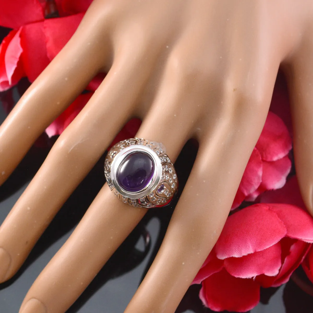 Elegant Stone Amethyst 925 Sterling Silver Rings Fashion Jewelry