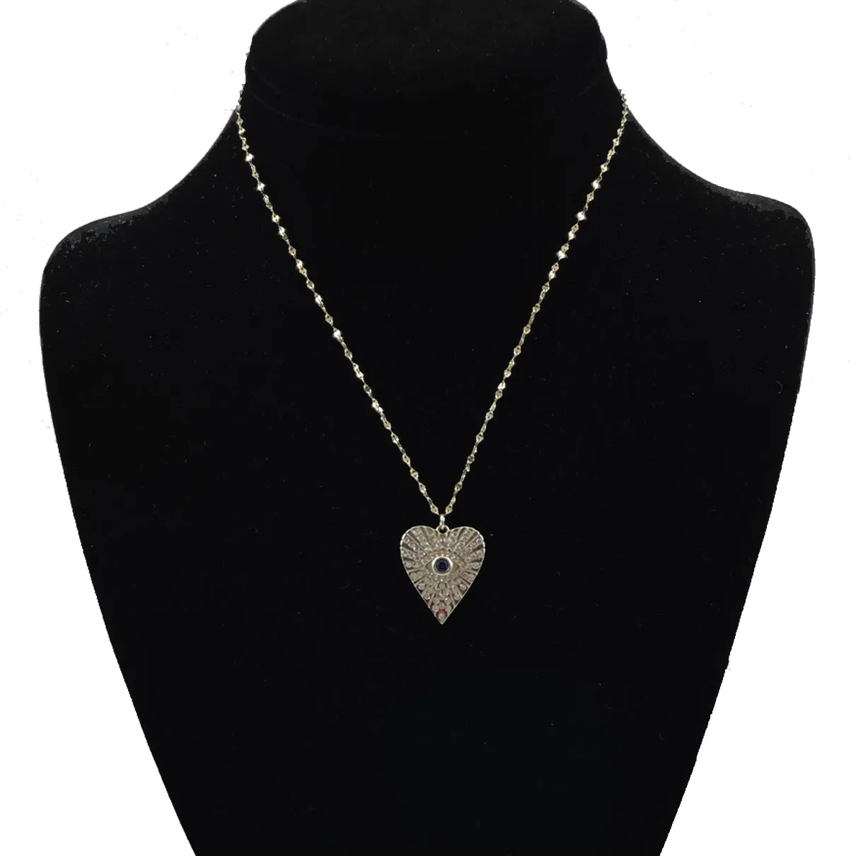 Evil Eye Heart Pendant Necklace Sterling Silver