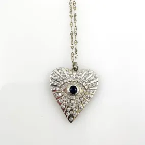 Evil Eye Heart Pendant Necklace Sterling Silver