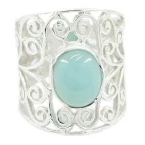 Excellent Gem Chalcedony 925 Sterling Silver Ring Online Jewelry Store