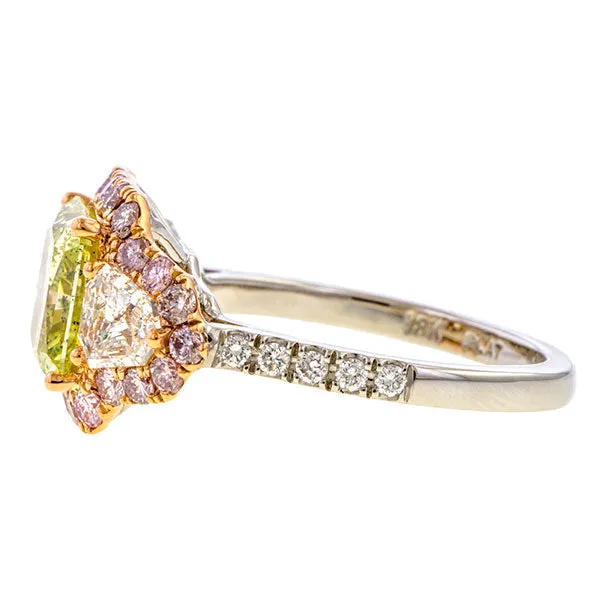 Fancy Yellow Green Diamond Ring