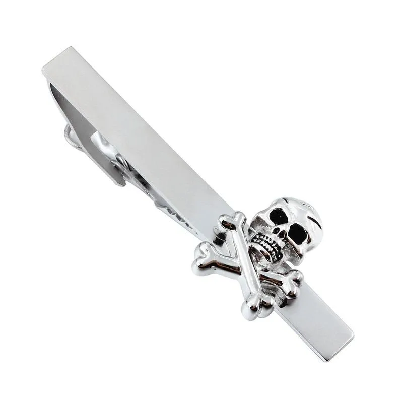 Fashion Men Designer Skull Tie Clip Silver Color Tie Pin Gift Accessories