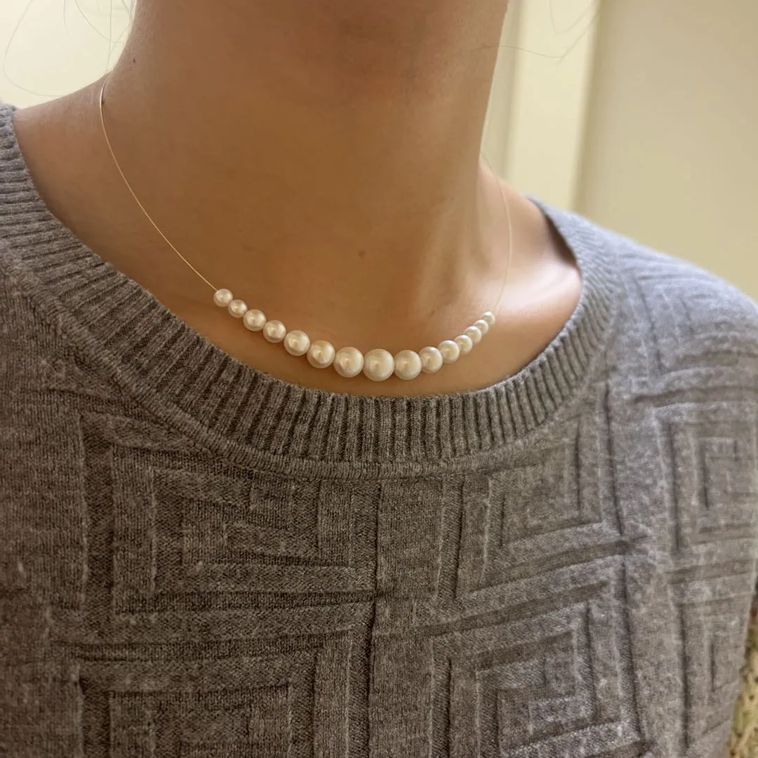 [Fine Jewelry] Moon Style 18k HK Made Choker w/ 6A Freshwater Pearl 3.5-8.5mm Necklace