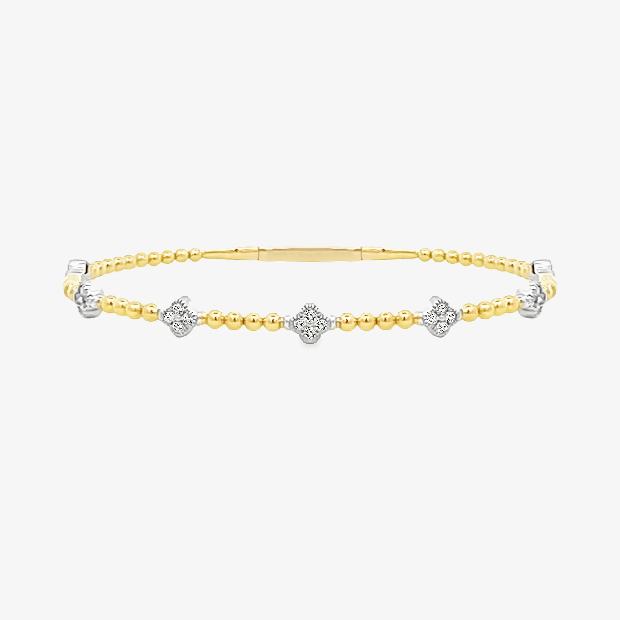 Floral Motif 0.45CT Diamond Flexible Bangle Bracelet