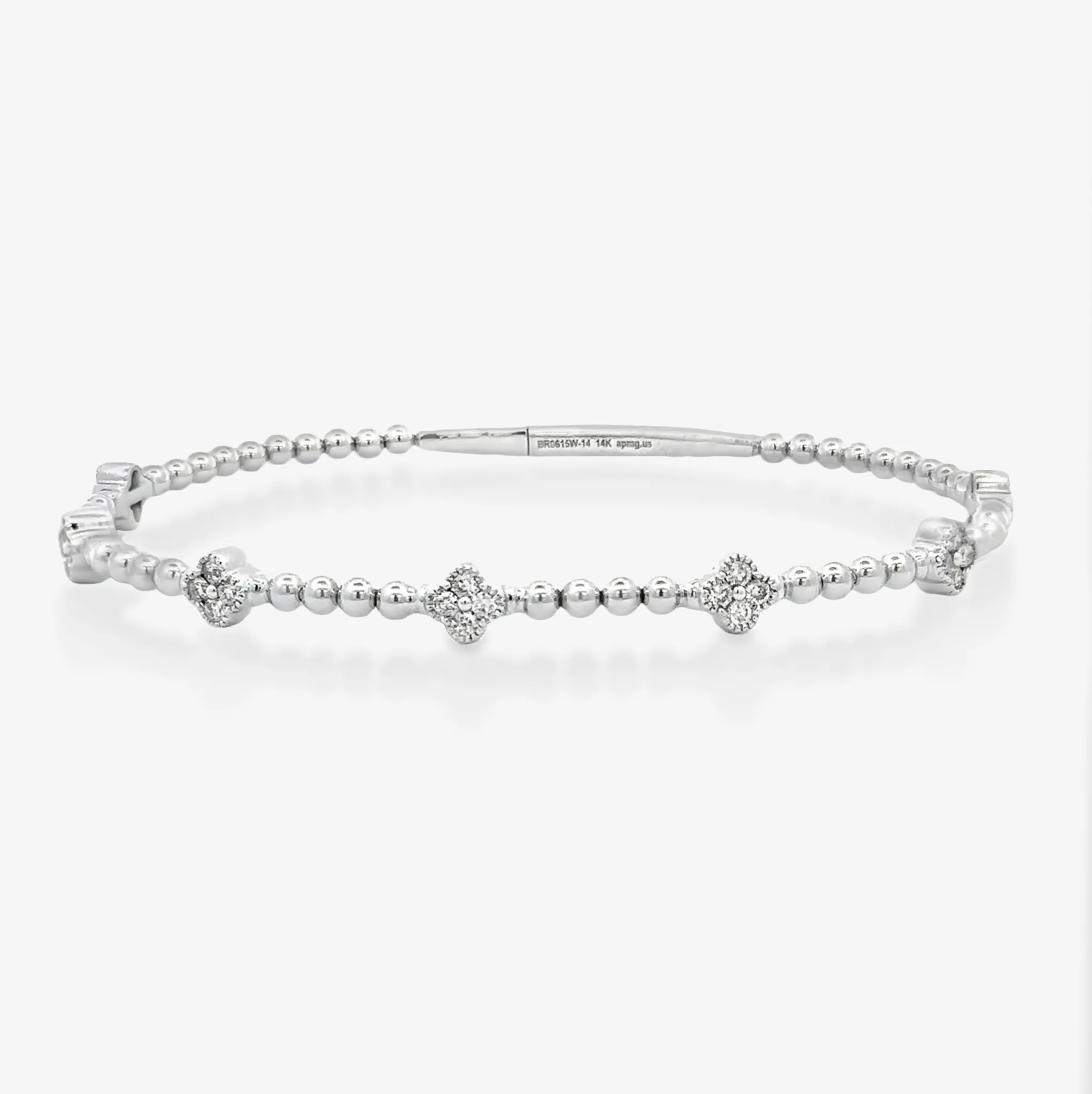 Floral Motif 0.45CT Diamond Flexible Bangle Bracelet