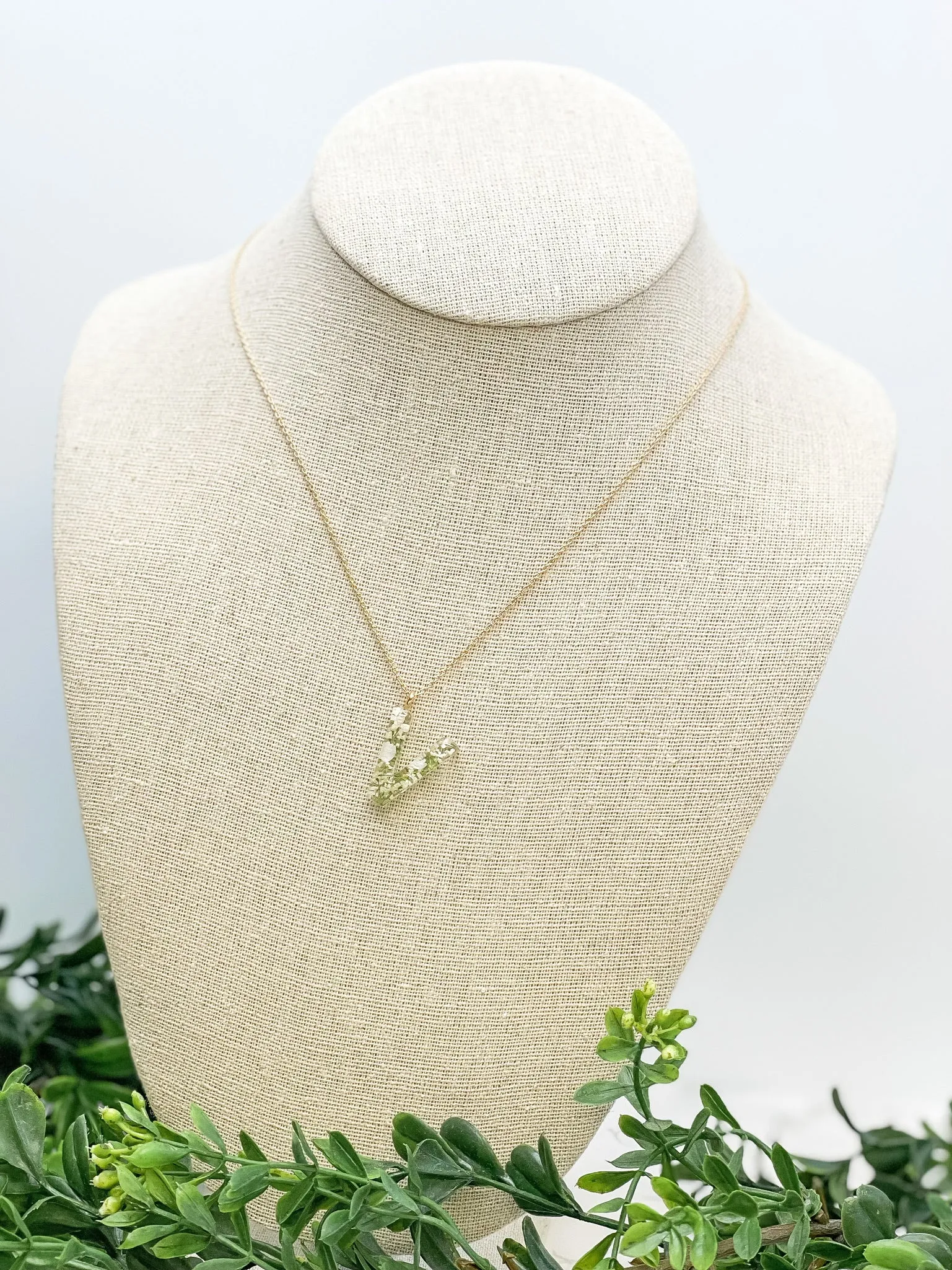 Flower Initial Pendant Necklace