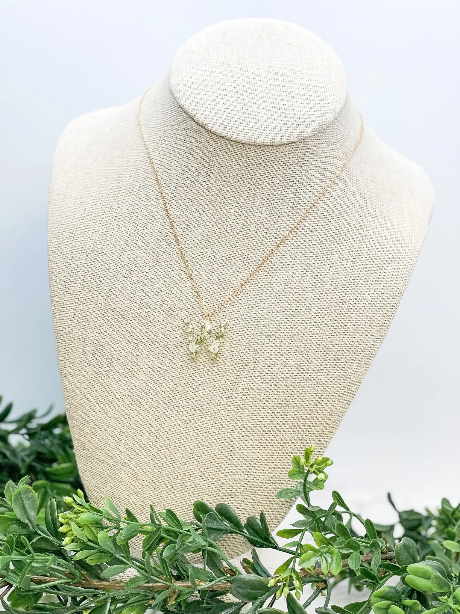 Flower Initial Pendant Necklace