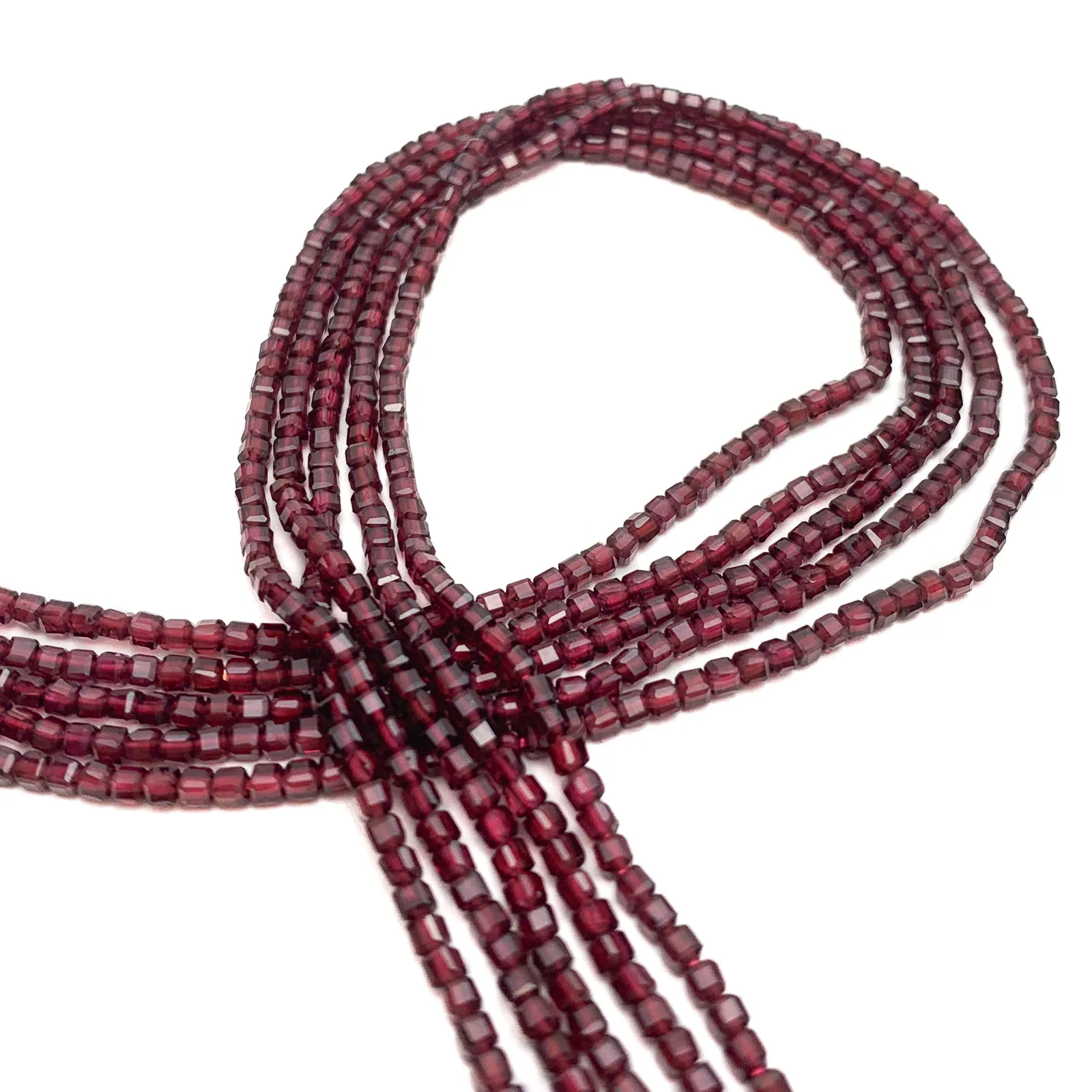 Garnet 2.5mm Faceted Cubes Bead Strand