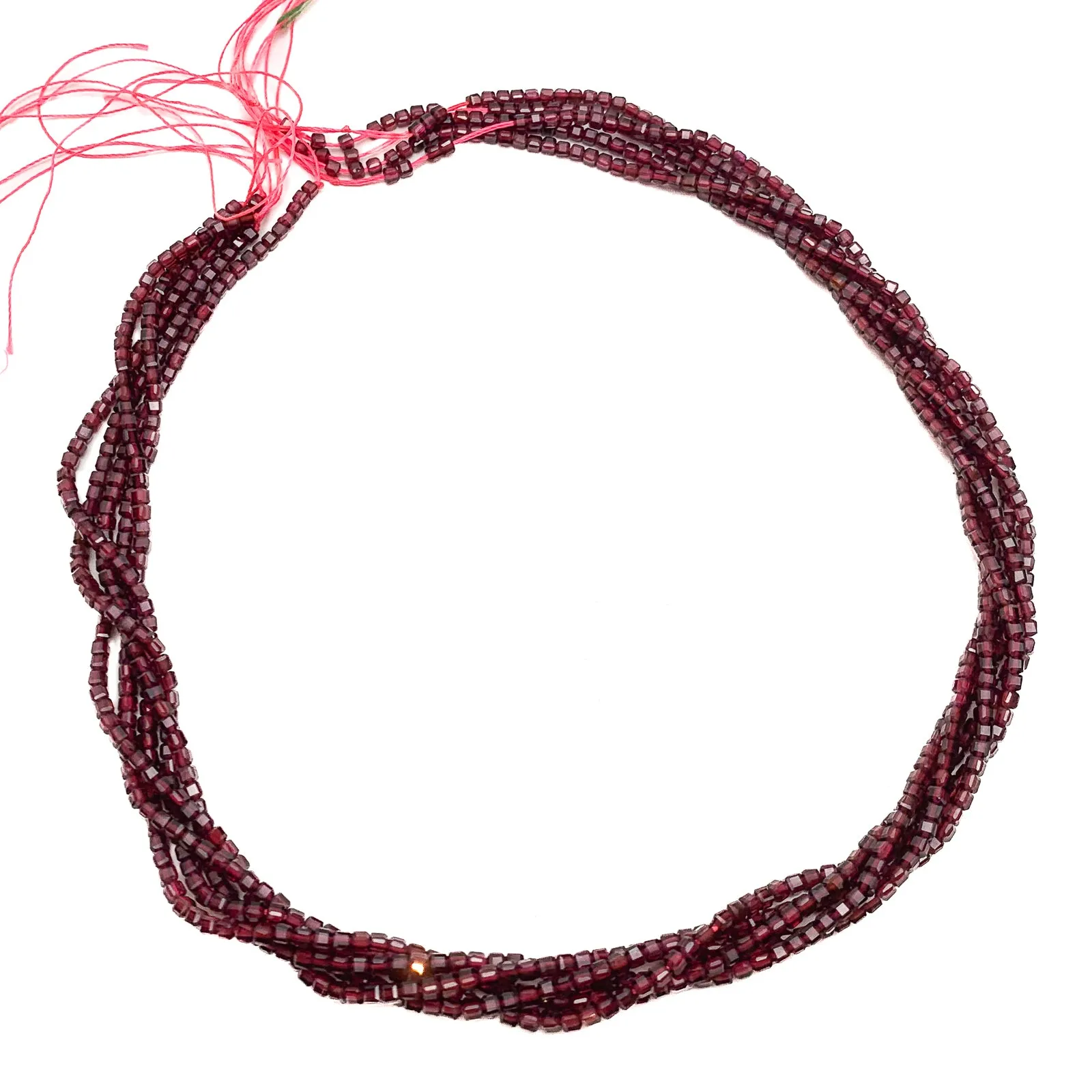 Garnet 2.5mm Faceted Cubes Bead Strand