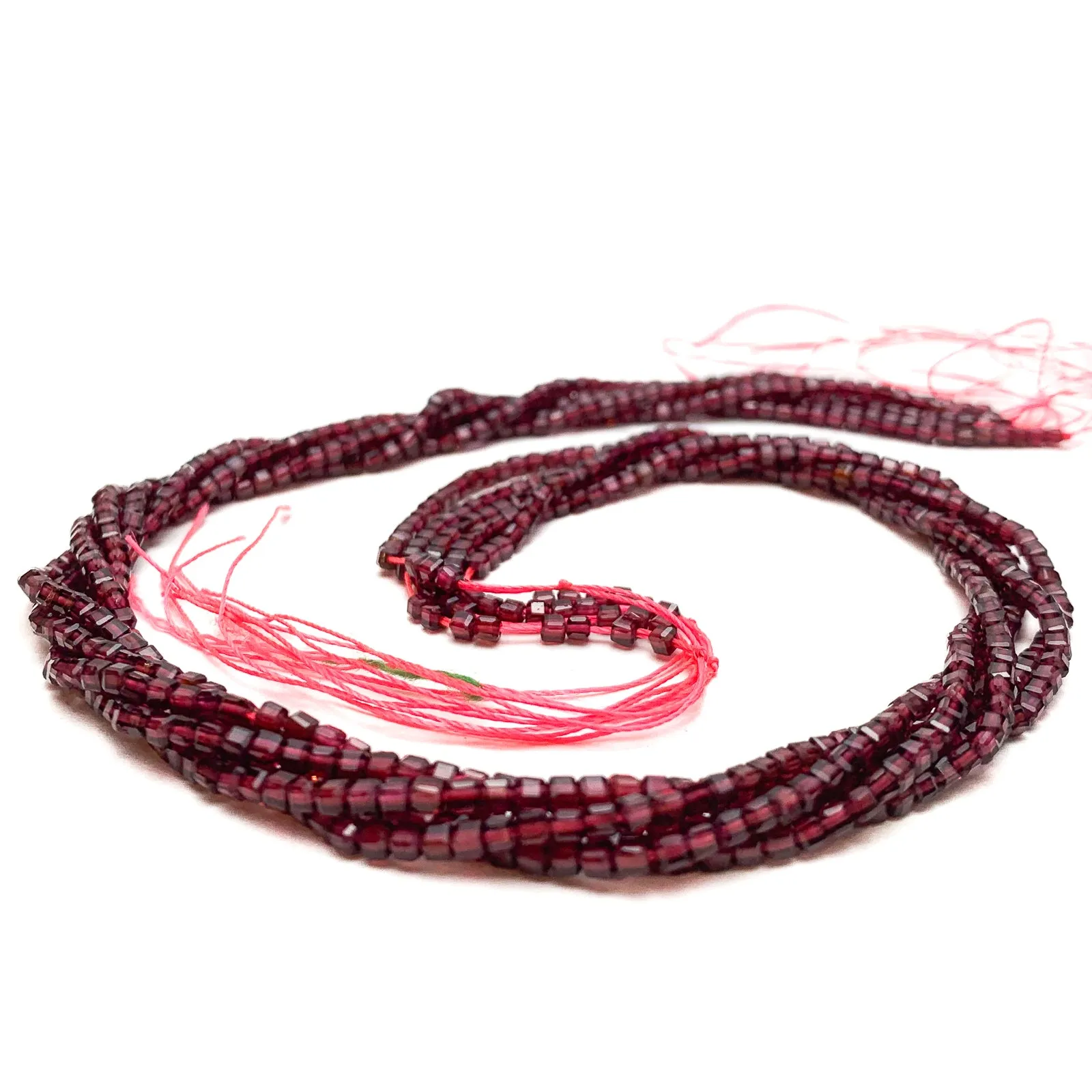 Garnet 2.5mm Faceted Cubes Bead Strand