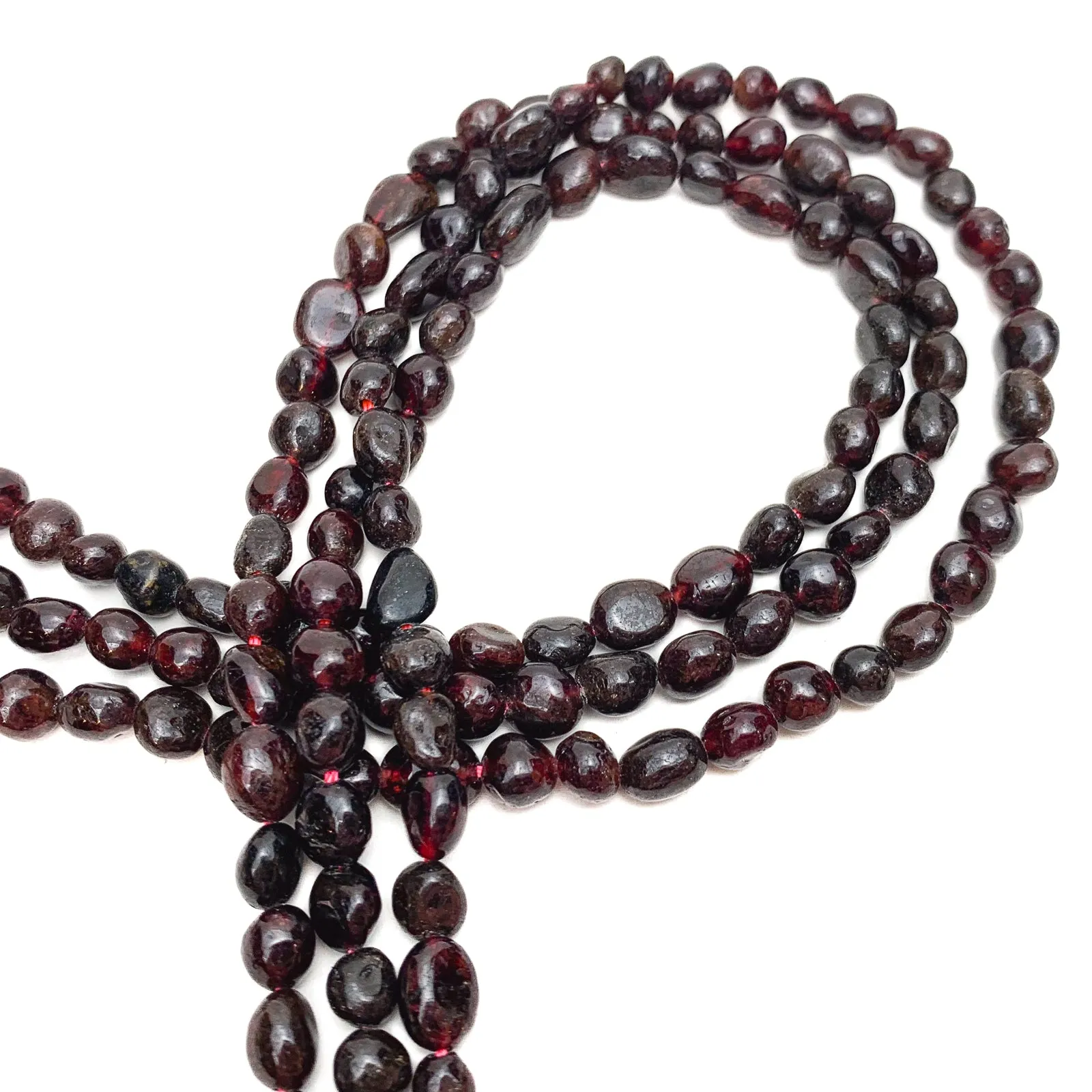 Garnet Smooth Pebbles Bead Strand