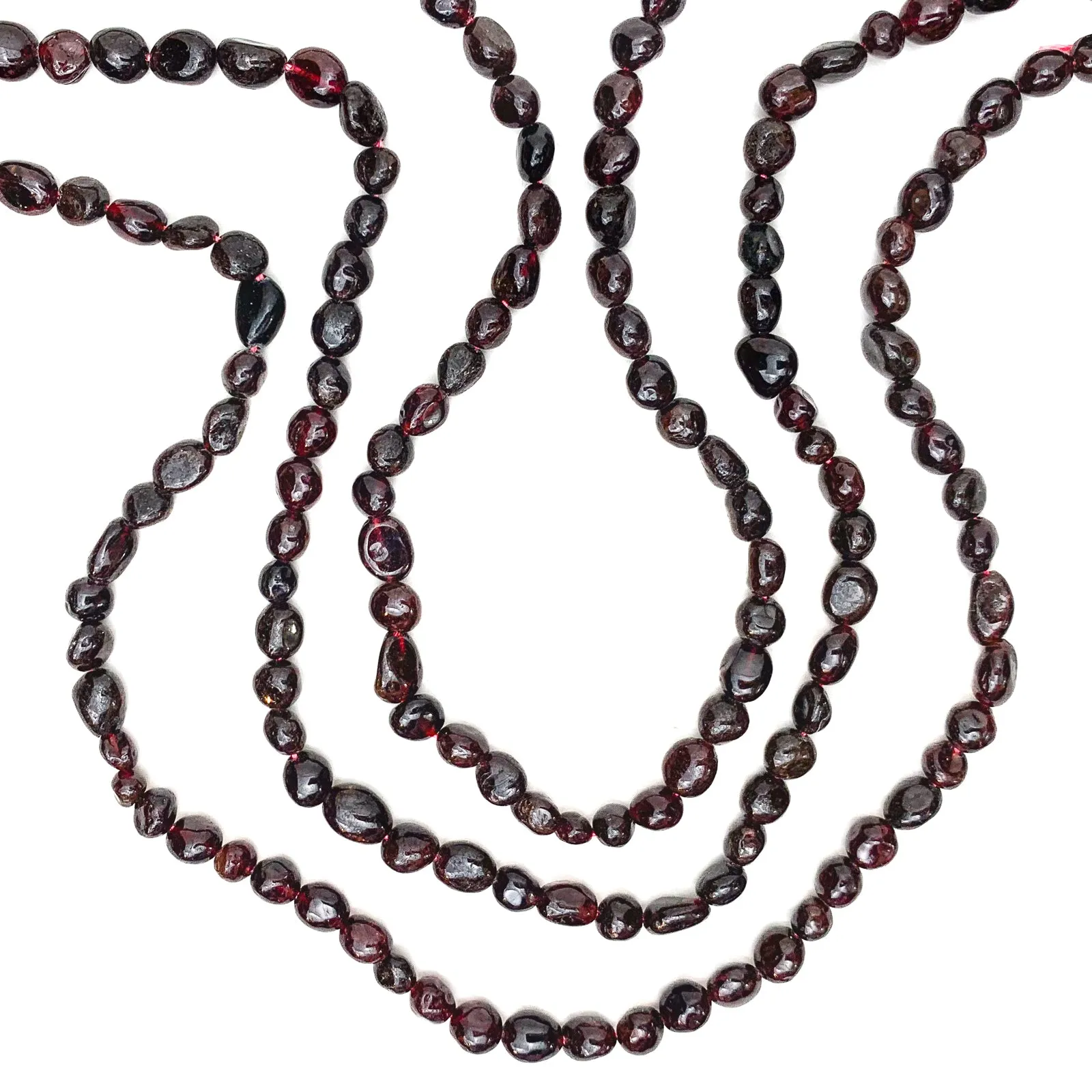 Garnet Smooth Pebbles Bead Strand