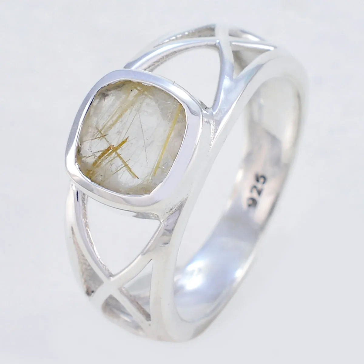 Glamorous Gem Rutile Quartz 925 Silver Ring Jewelry Engraving Machine