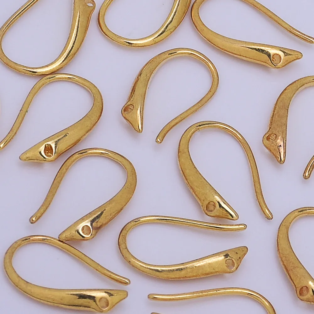 Gold Plated Over Brass Fish Hooks Earring Hooks Ear Wires Fishhook earrings Earrings making Jewelry findings 9*15mm gold 10pcs