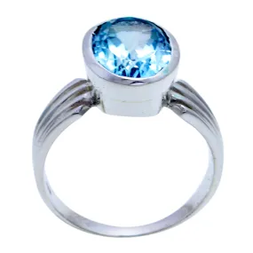 Grand Gemstone Blue Topaz Sterling Silver Ring Jewelry Mannequin