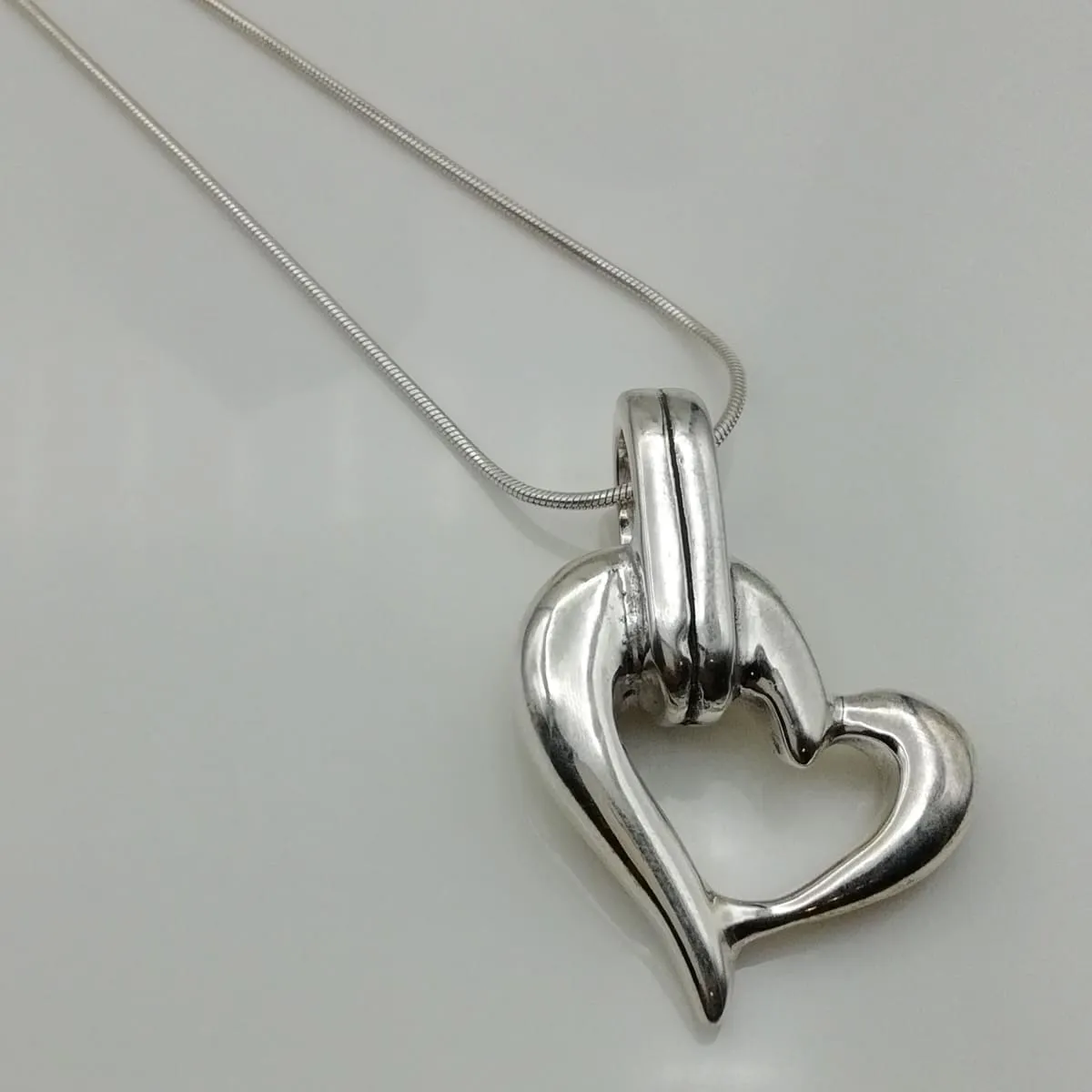 Heart Pendant -Sterling Silver Charm - Gift for mom - Silver Pendant - Modern Heart Charm - Bohemian Heart Charm