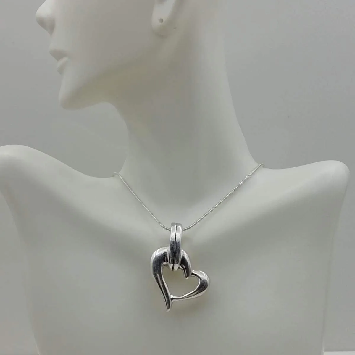 Heart Pendant -Sterling Silver Charm - Gift for mom - Silver Pendant - Modern Heart Charm - Bohemian Heart Charm