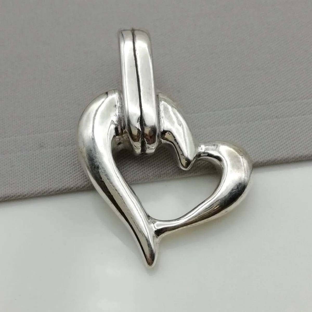 Heart Pendant -Sterling Silver Charm - Gift for mom - Silver Pendant - Modern Heart Charm - Bohemian Heart Charm