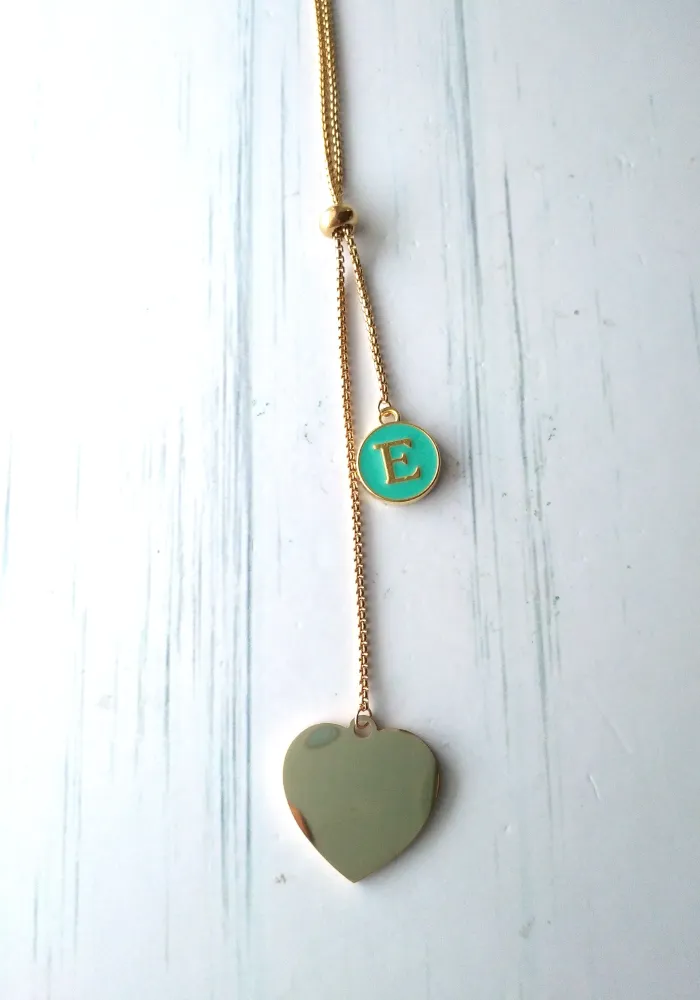 Heart with Initials Slider Necklace