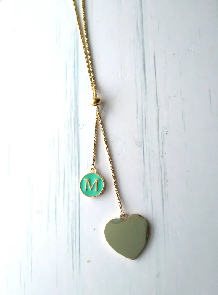 Heart with Initials Slider Necklace