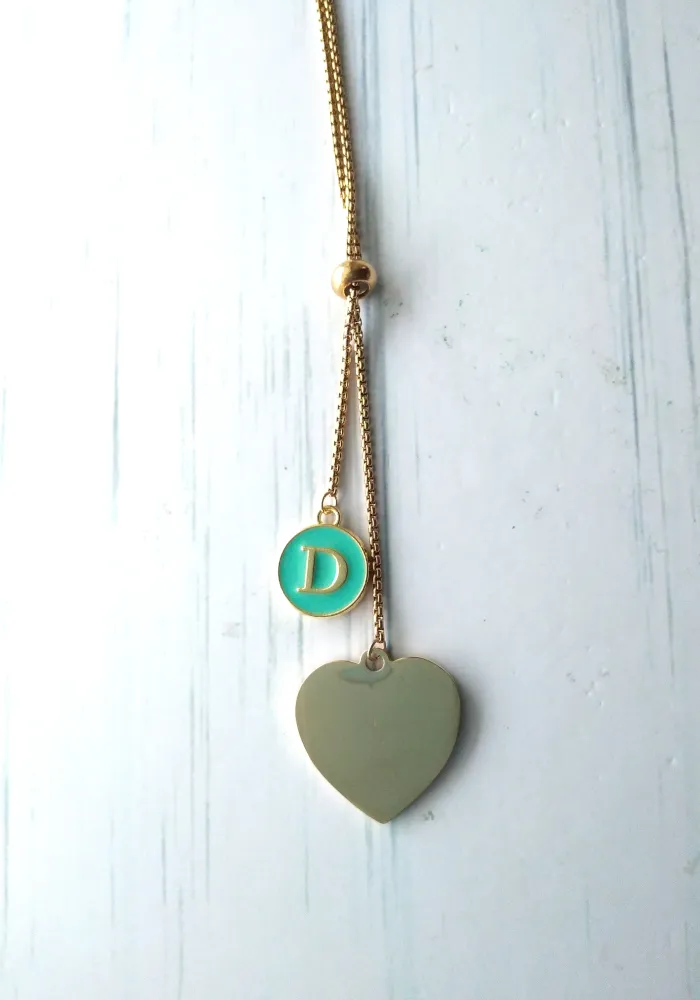 Heart with Initials Slider Necklace