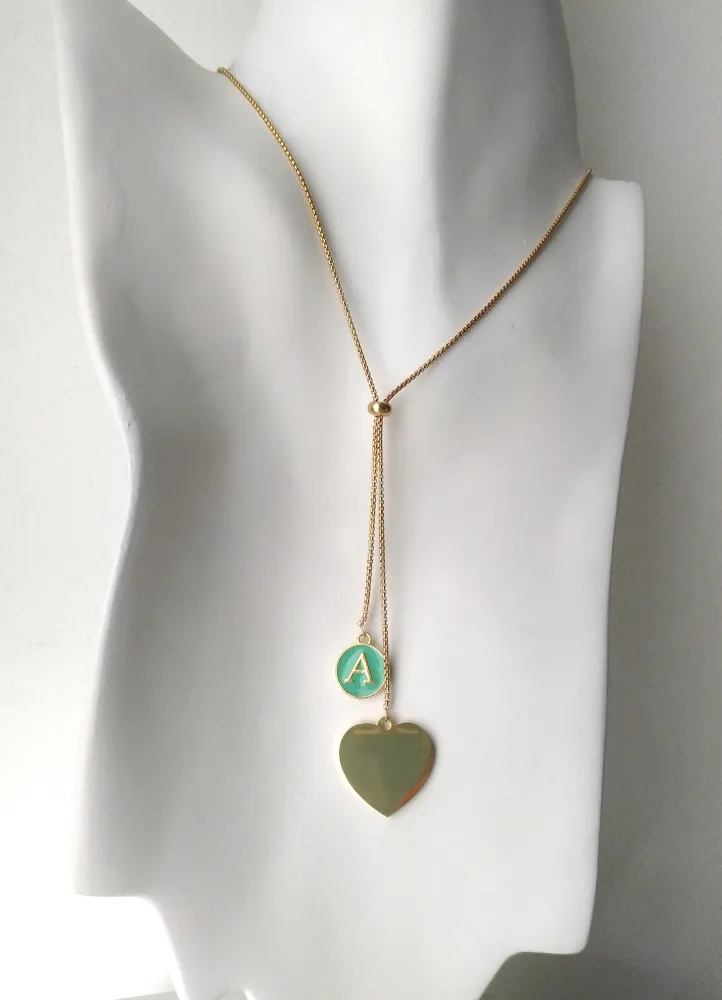 Heart with Initials Slider Necklace