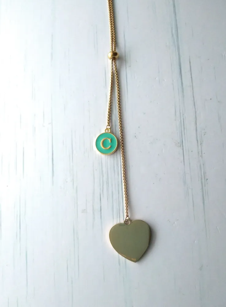 Heart with Initials Slider Necklace