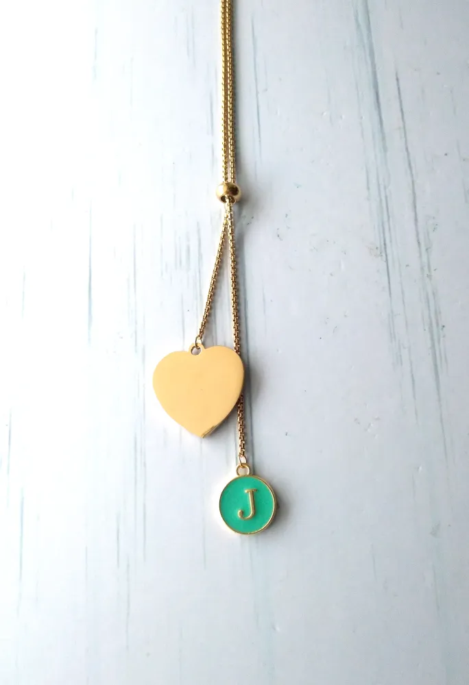 Heart with Initials Slider Necklace