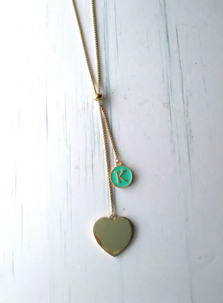 Heart with Initials Slider Necklace