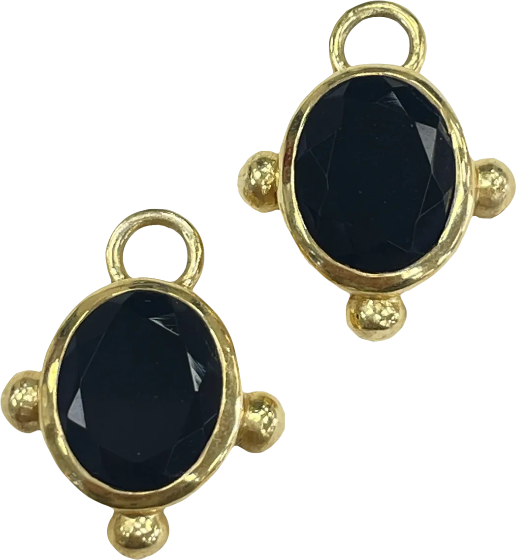 Heavenly London Gold / Black Onyx Oval Detachable Drops For Huggies/hoop Earrings