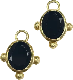 Heavenly London Gold / Black Onyx Oval Detachable Drops For Huggies/hoop Earrings