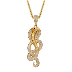 Iced Out Cobra Pendant - Gold