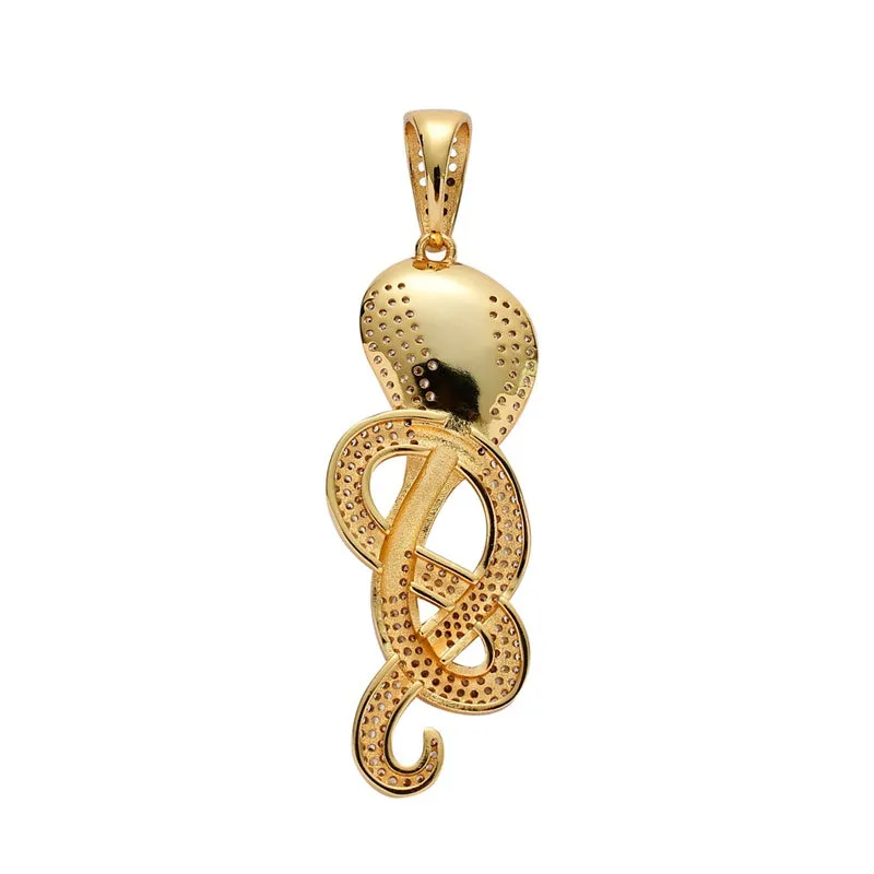 Iced Out Cobra Pendant - Gold