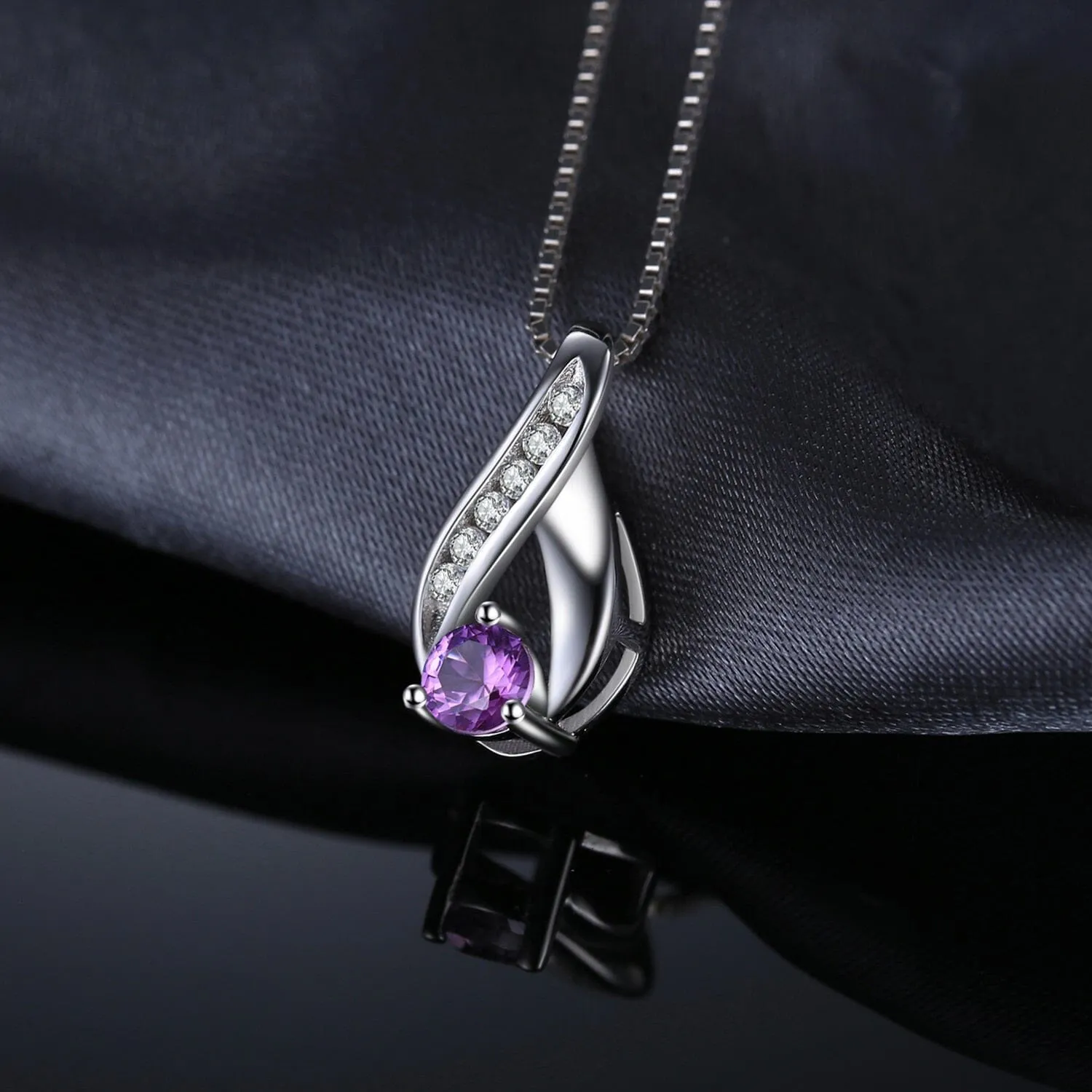 Infinity Genuine Natural Amethyst Pendant Necklace - 925 Sterling Silver