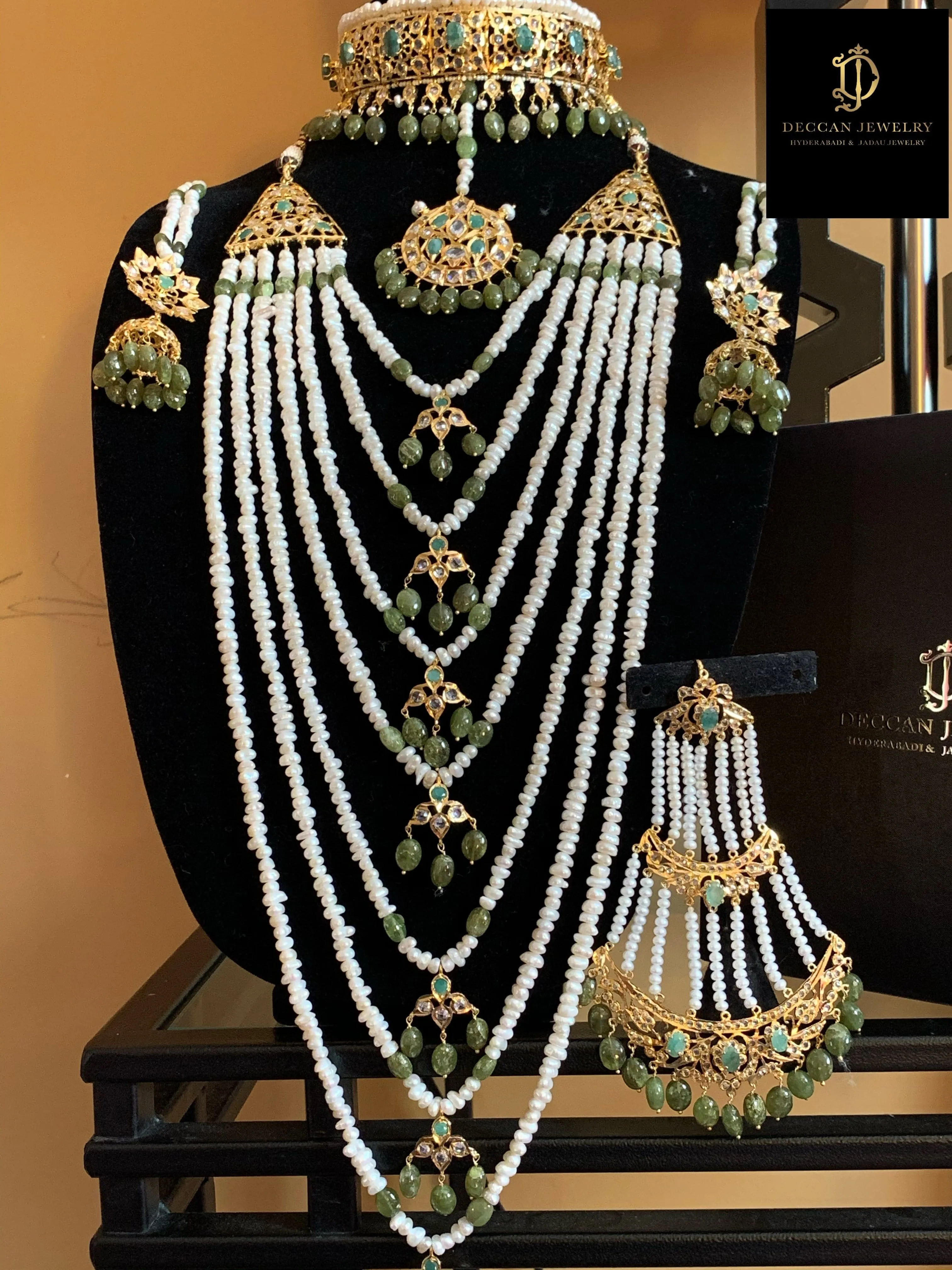 INSIA BRIDAL SET IN EMERALDS ( SHIPS IN 4 WEEKS  )