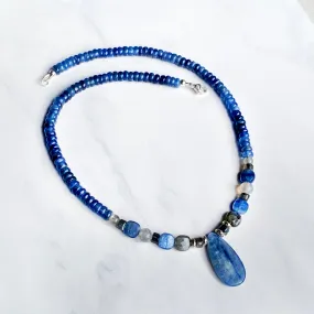 Kyanite, Labradorite gemstones, and Sterling Silver Necklace